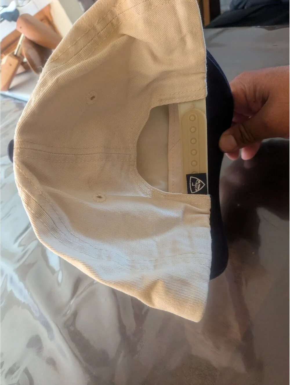 Sega Sonic The Hedgehog Top Golf Hat Cap Adjustable Cream Navy Blue Rare Used